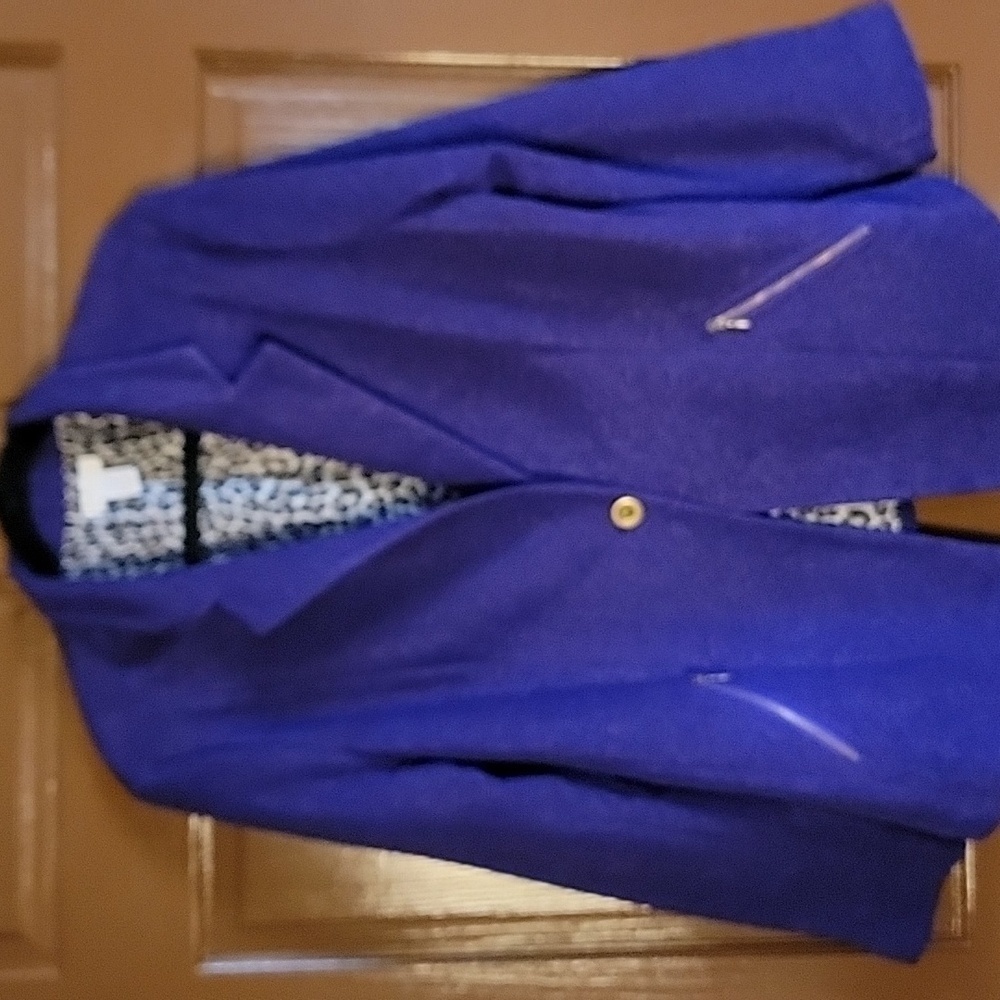 Chico's-Purple crinkled blazer with animal print lining Size 2=Medium.